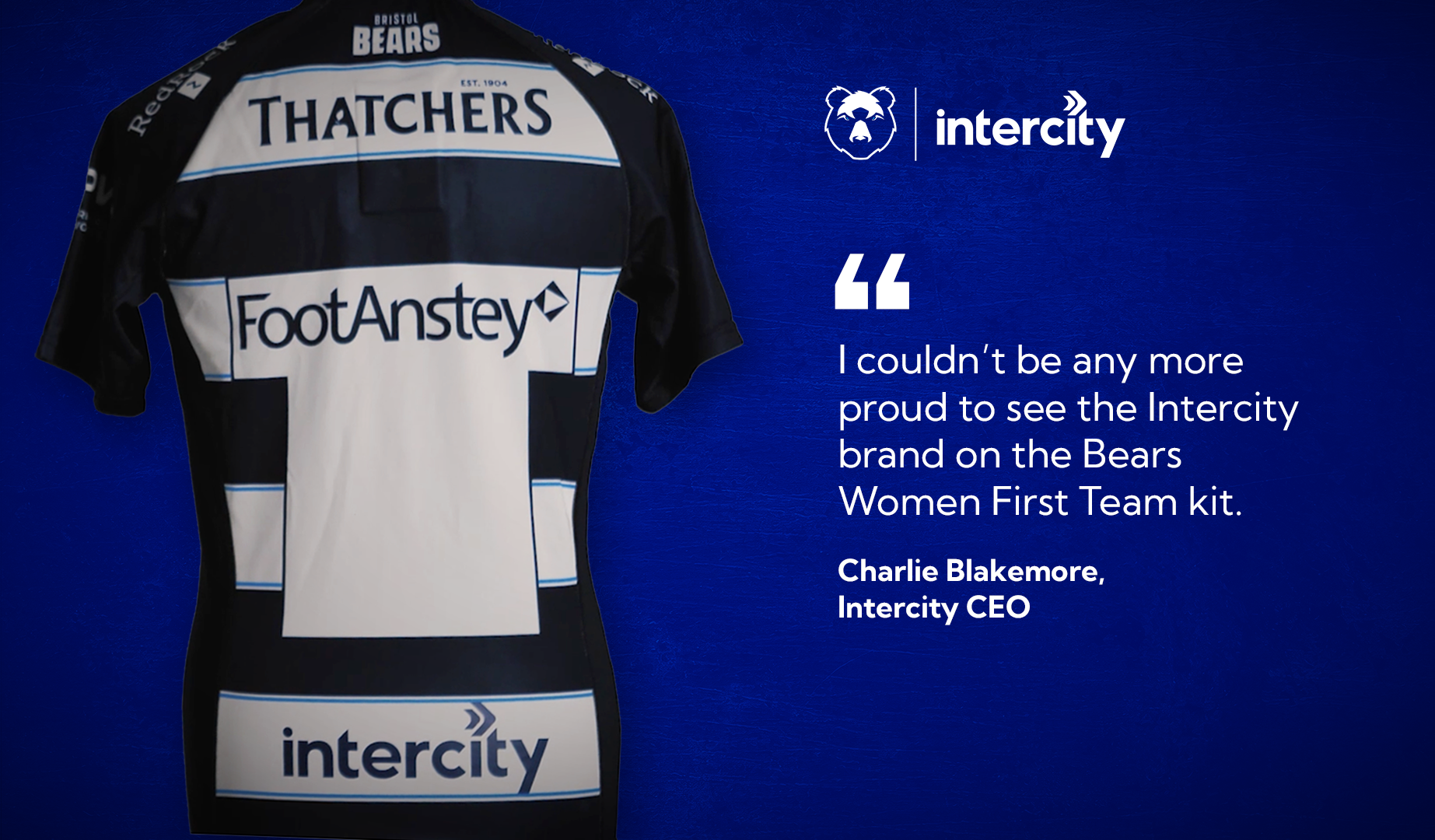 Intercity becomes the back of kit sponsor for Bristol Bears Women's team.
