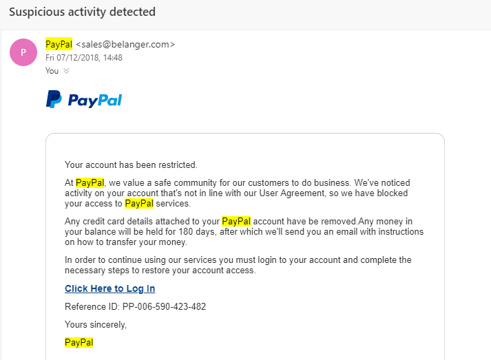 Paypal Phishing Scam | Online Security - Intercity